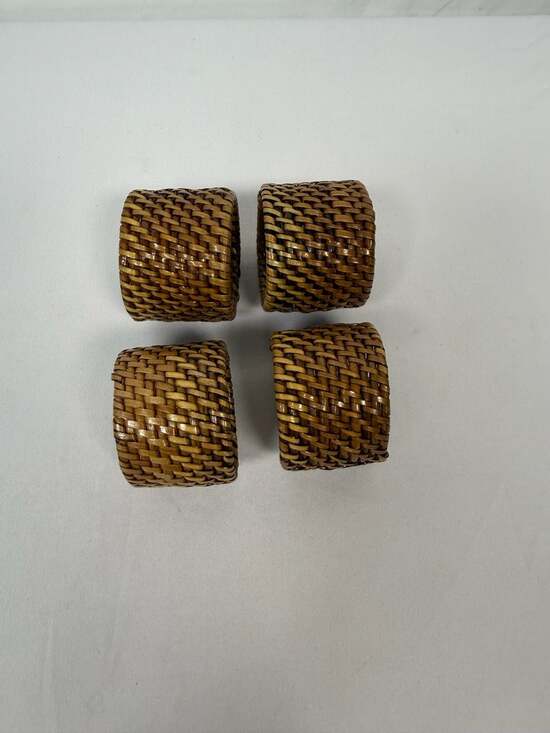 Saro Lifestyle Other - Saro Lifestyle Napkin Rings With Rattan Woven Design Set of 4 Brown